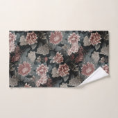 Elegante Chinoiserie Grijs en Raspberry Bloemen Bad Handdoek (Handdoek)