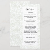 Elegante Chinoiserie Groene Bloemige Bruiloft Menu (Voorkant / Achterkant)