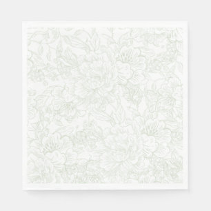 Elegante Chinoiserie Groene Bloemige Bruiloft Servet