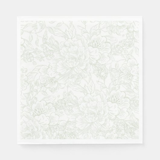 Elegante Chinoiserie groene bloemige bruiloft Servet (Voorkant)