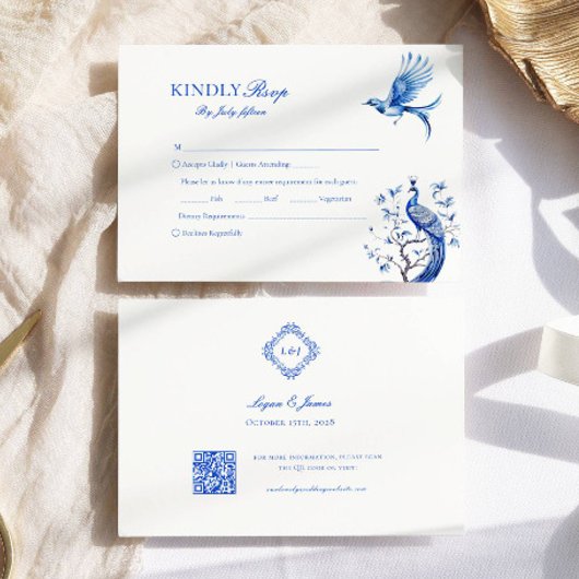 Elegante Chinoiserie Maaltijdkeuze Trouwen RSVP