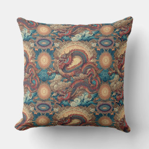 Elegante Chinoiserie Mandala met draak Kussen