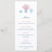 Elegante Chinoiserie Navy & Roze Vrijgezellenfeest Menu (Voorkant)
