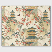 Elegante Chinoiserie - Pagodes, Bloesems en Vogels Cadeaupapier (Vlak)