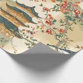 Elegante Chinoiserie - Pagodes, Bloesems en Vogels Cadeaupapier (Hoek)