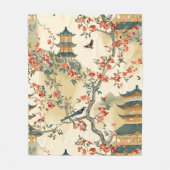 Elegante Chinoiserie - Pagodes, Bloesems en Vogels Fleece Deken (Voorkant)
