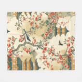Elegante Chinoiserie - Pagodes, Bloesems en Vogels Fleece Deken (Voorkant (Horizontaal))