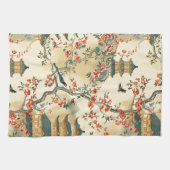 Elegante Chinoiserie - Pagodes, Bloesems en Vogels Theedoek (Horizontaal)