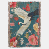 Elegante chinoiserie pioenen & kraanvogels deken (Voorkant Verticaal)