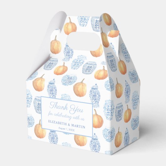 Elegante Chinoiserie pompoenen herfst bruiloft dou Bedankdoosjes (Voorkant Zijde)