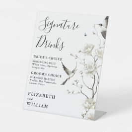 Elegante Chinoiserie Signature Drink bruiloft Reclamebord Met Voetstuk