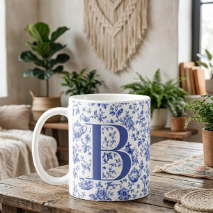 Elegante Chinoiserie Toile Bruid Eerste Letter Maa Koffiemok