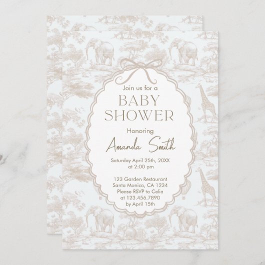 Elegante Chinoiserie Toile de Jouy baby shower Kaart (Voorkant / Achterkant)