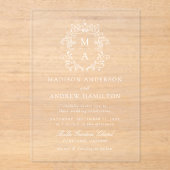 Elegante Chinoiserie Victoriaans Bloemenbruiloft Acryl Uitnodigingen (Voorkant)