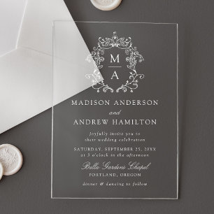 Elegante Chinoiserie Victoriaans Bloemenbruiloft Acryl Uitnodigingen