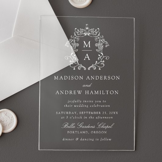 Elegante Chinoiserie Victoriaans Bloemenbruiloft Acryl Uitnodigingen