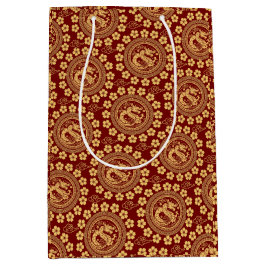 Elegante Chinoiserie voor Lunar Dragon Year Red Go Medium Cadeauzakje