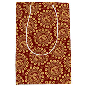 Elegante Chinoiserie voor Lunar Dragon Year Red Go Medium Cadeauzakje
