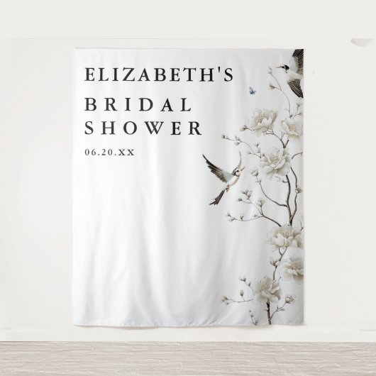 Elegante Chinoiserie Vrijgezellenfeest foto achter Wandkleed (Voorkant)