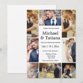Elegante chique 8 foto minimalistische bruiloft kaart (Voorkant / Achterkant)