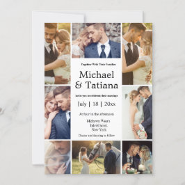 Elegante chique 8 foto minimalistische bruiloft kaart