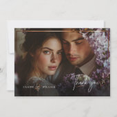 Elegante chique aangepaste trouwfoto dank u kaart (Voorkant)