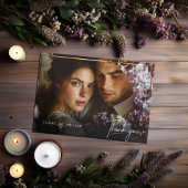 Elegante chique aangepaste trouwfoto dank u kaart