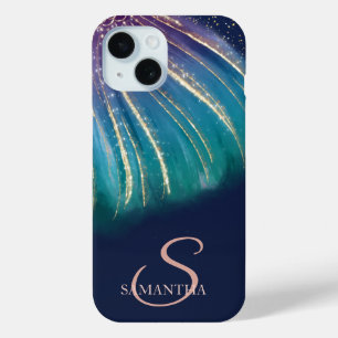 Elegante chique abstract, marineblauw iPhone 15 case