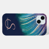 Elegante chique abstract, marineblauw Case-Mate iPhone case (Achterkant (horizontaal))