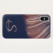 Elegante Chique Abstracte Lijnen, Marineblauw Case-Mate iPhone Case (Achterkant (horizontaal))