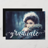 Elegante chique Afstuderen moderne handbelettering Aankondiging (Voorkant / Achterkant)