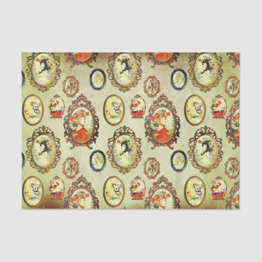 Elegante chique Art Nouveau Meisjes  Lijsten Kraft Tissuepapier (Voorkant)