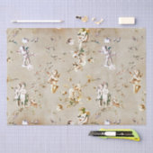 Elegante chique beige Cupid Angels Bloementoile Kr Tissuepapier (Craft)