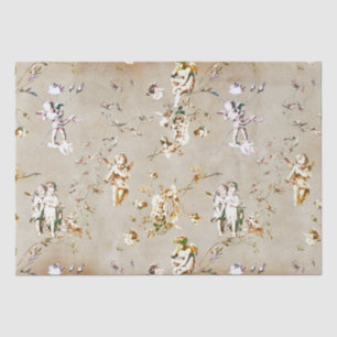 Elegante chique beige Cupid Angels Bloementoile Kr Tissuepapier