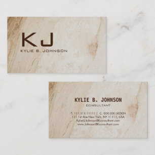 Elegante chique beige marmeren naam met monogram visitekaartje