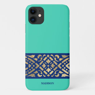 Elegante Chique Biscay Mintgroen Blauw Goud Op Maa Case-Mate iPhone Case