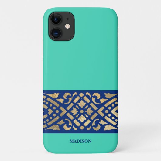 Elegante Chique Biscay Mintgroen Blauw Goud Op Maa Case-Mate iPhone Case (Achterkant)