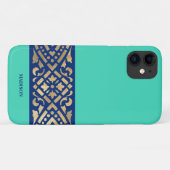 Elegante Chique Biscay Mintgroen Blauw Goud Op Maa Case-Mate iPhone Case (Achterkant (horizontaal))