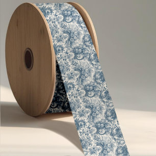 Elegante chique blauw  toile de jouy floral grosgrain lint