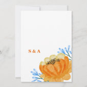 Elegante chique blauwe bloemenaquarel kaart (Achterkant)