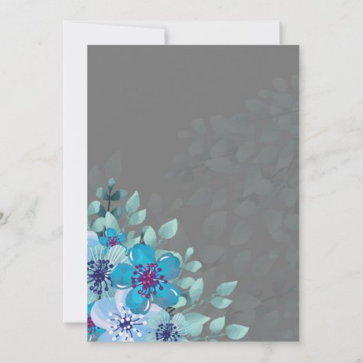 Elegante Chique Blauwe Bloemenkleed Eiffeltoren Qu Kaart (Achterkant)