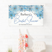 Elegante chique blauwe waterverf bloemen bruidsdou spandoek (Insitu)