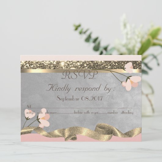 Elegante Chique Bloem RSVP Kaart (Staand voorkant)