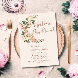 Elegante Chique Bloemenboog Rozen Moederdag Brunch Kaart