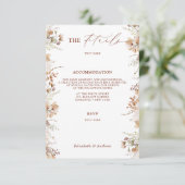 Elegante chique bloemenbruiloft details QR-code Informatiekaartje (Staand voorkant)