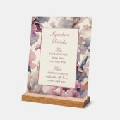 Elegante chique bloemenbruiloft handtekening Drink Acryl Bord (Hoek)