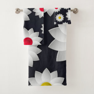 Elegante chique bloemenkersenbloesem zonnebloem bad handdoek