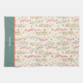 Elegante chique bloemenpatroon Aangepaste naam Theedoek (Horizontaal)