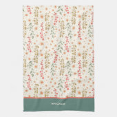 Elegante chique bloemenpatroon Aangepaste naam Theedoek (Verticaal)