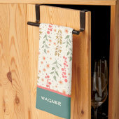 Elegante chique bloemenpatroon Aangepaste naam Theedoek